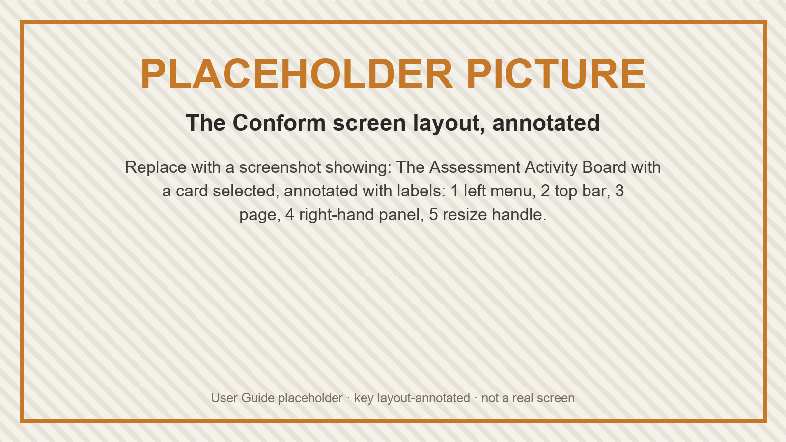 Placeholder: The Conform screen layout, annotated